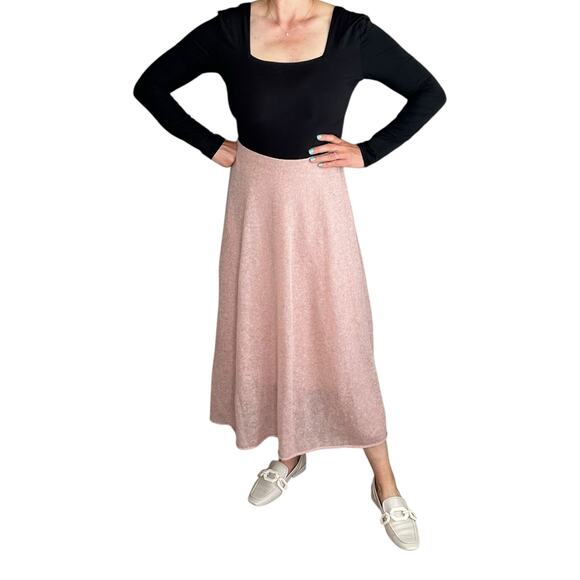 VINCE Alpaca Mohair Dusty Rose Pink Knit Pull On A-Line Midi Skirt Women's Small